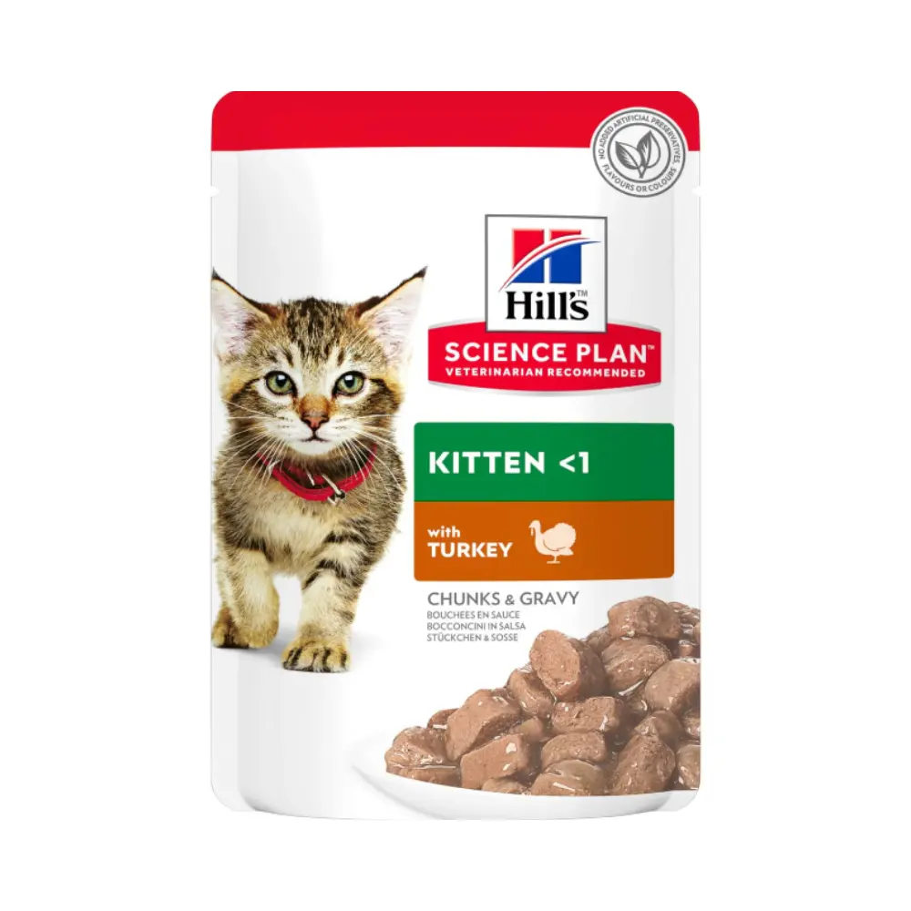 Hill’S Science Plan Tender Chunks In Gravy Kitten Turkey Pouches 85g