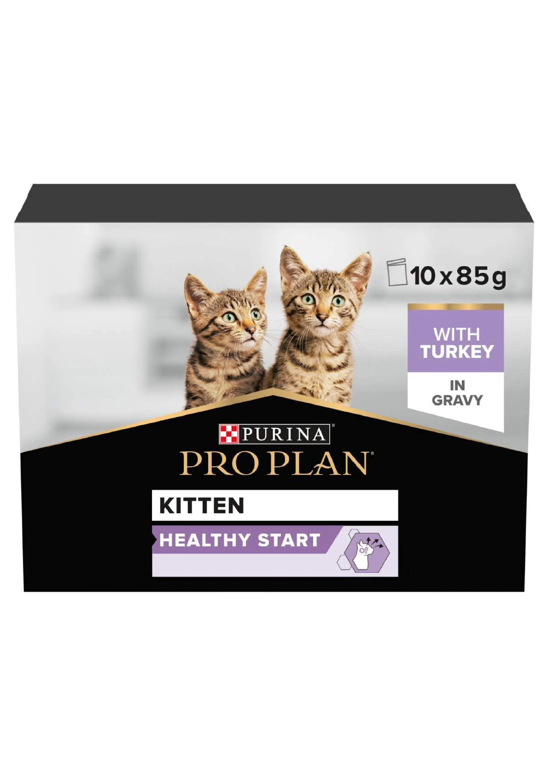 Pro plan kitten wet cat food turkey in gravy box 10 x 85g