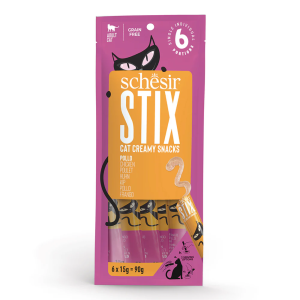 Schesir Stix Cream Treat Snack - Chicken Flavor - 6x15g